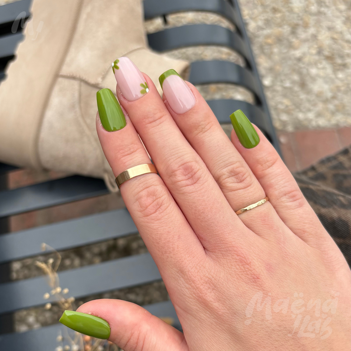 Fleuri vert olive